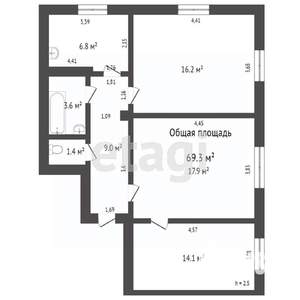 3-к квартира, вторичка, 34м2, 2/9 этаж