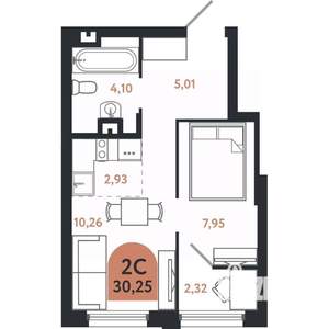 2-к квартира, вторичка, 30м2, 5/26 этаж