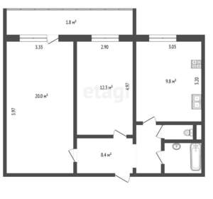 2-к квартира, вторичка, 54м2, 4/10 этаж