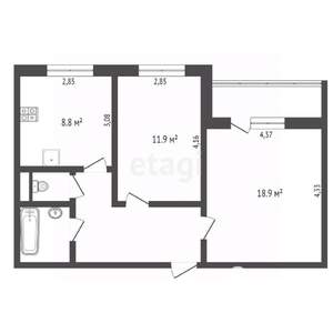 2-к квартира, вторичка, 51м2, 7/10 этаж