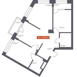 3-к квартира, вторичка, 69м2, 3/30 этаж