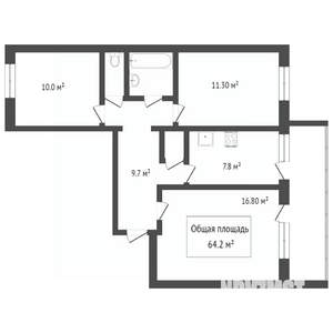 3-к квартира, вторичка, 57м2, 7/9 этаж