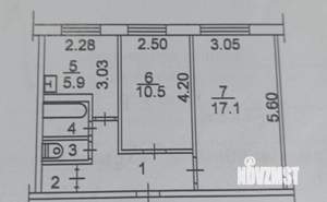 2-к квартира, вторичка, 44м2, 1/5 этаж