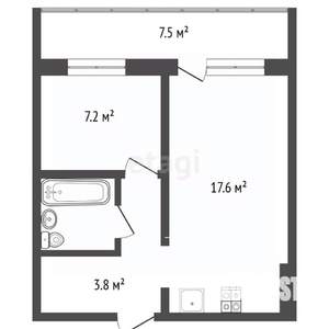 1-к квартира, вторичка, 34м2, 7/17 этаж