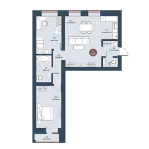 3-к квартира, строящийся дом, 76м2, 7/7 этаж