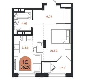 Студия квартира, вторичка, 36м2, 26/26 этаж