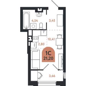 Студия квартира, строящийся дом, 21м2, 3/26 этаж