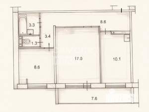 2-к квартира, вторичка, 52м2, 5/17 этаж