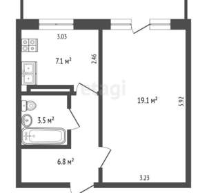 1-к квартира, вторичка, 37м2, 9/9 этаж