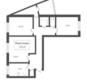 3-к квартира, вторичка, 67м2, 10/10 этаж