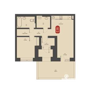 2-к квартира, вторичка, 56м2, 1/23 этаж