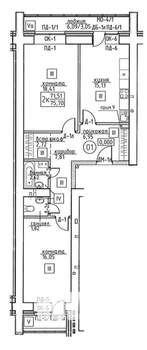 2-к квартира, строящийся дом, 76м2, 1/9 этаж