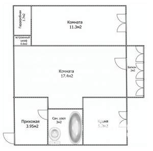 2-к квартира, вторичка, 44м2, 4/5 этаж