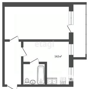 1-к квартира, вторичка, 43м2, 5/10 этаж