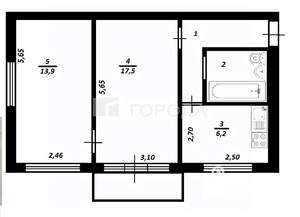2-к квартира, вторичка, 45м2, 3/5 этаж