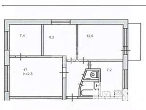 4-к квартира, вторичка, 60м2, 2/5 этаж