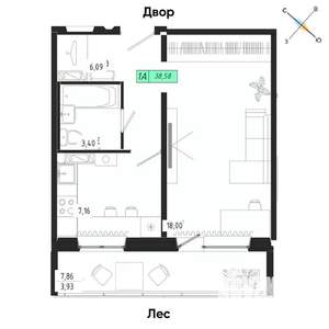 1-к квартира, вторичка, 38м2, 14/17 этаж