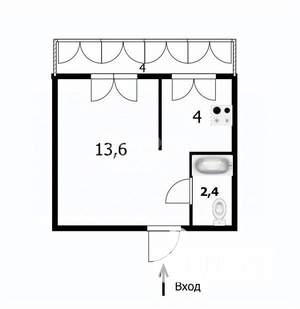 1-к квартира, вторичка, 20м2, 2/4 этаж