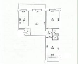 3-к квартира, вторичка, 66м2, 5/9 этаж
