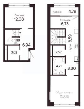 2-к квартира, вторичка, 78м2, 6/22 этаж