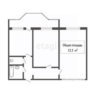 2-к квартира, вторичка, 52м2, 1/14 этаж