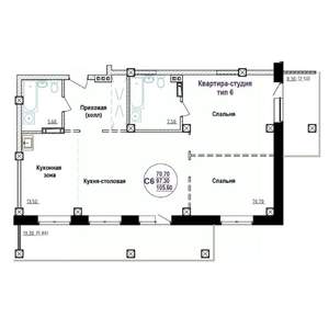 2-к квартира, вторичка, 107м2, 18/18 этаж