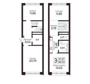 3-к квартира, вторичка, 97м2, 3/23 этаж