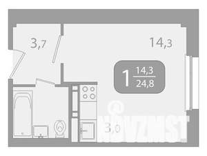 1-к квартира, вторичка, 25м2, 6/17 этаж