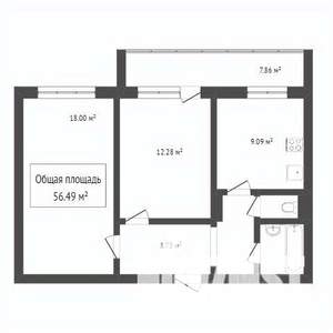 2-к квартира, вторичка, 57м2, 2/17 этаж