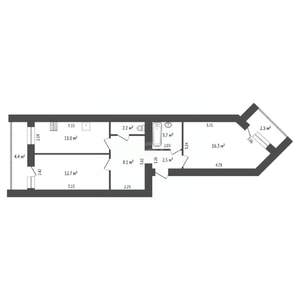 2-к квартира, вторичка, 57м2, 9/14 этаж