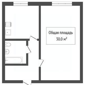 1-к квартира, вторичка, 30м2, 1/5 этаж