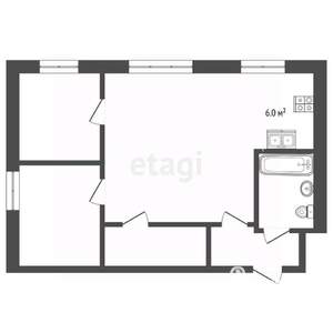 2-к квартира, вторичка, 41м2, 5/5 этаж