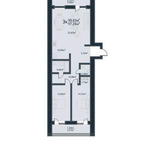 3-к квартира, вторичка, 97м2, 4/10 этаж