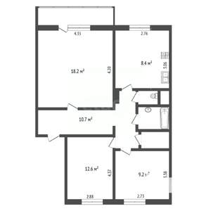 3-к квартира, вторичка, 64м2, 7/9 этаж