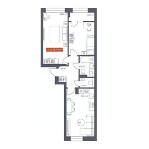 2-к квартира, вторичка, 65м2, 5/7 этаж