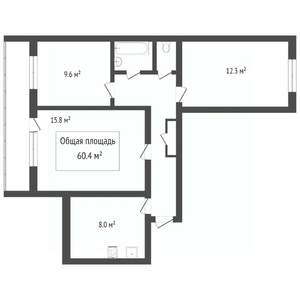 3-к квартира, вторичка, 74м2, 9/17 этаж