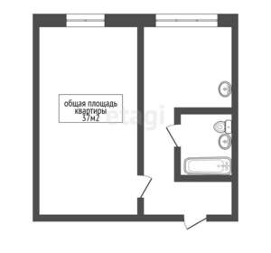 1-к квартира, вторичка, 37м2, 1/10 этаж