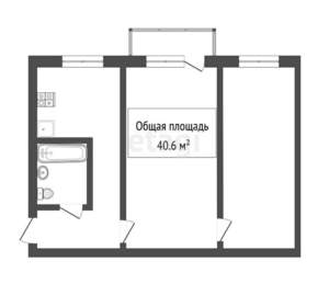 2-к квартира, вторичка, 41м2, 4/4 этаж