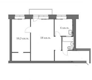 2-к квартира, вторичка, 44м2, 2/5 этаж