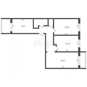 3-к квартира, вторичка, 62м2, 3/4 этаж