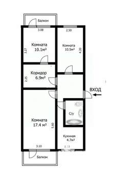 3-к квартира, вторичка, 61м2, 4/5 этаж
