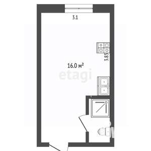 Студия квартира, вторичка, 18м2, 2/3 этаж