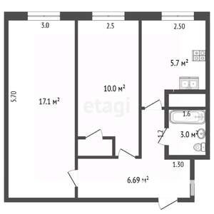 2-к квартира, вторичка, 45м2, 5/5 этаж