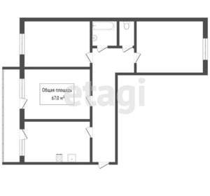 3-к квартира, вторичка, 65м2, 1/9 этаж