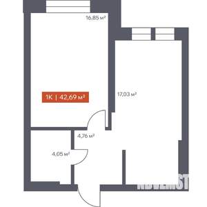 1-к квартира, вторичка, 43м2, 5/30 этаж
