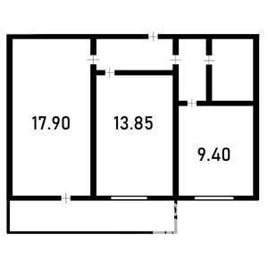 2-к квартира, вторичка, 42м2, 13/15 этаж