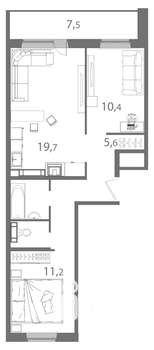 3-к квартира, вторичка, 60м2, 1/17 этаж