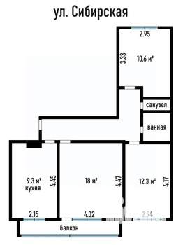 3-к квартира, вторичка, 65м2, 6/10 этаж