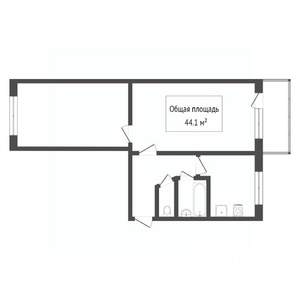 2-к квартира, вторичка, 44м2, 5/5 этаж