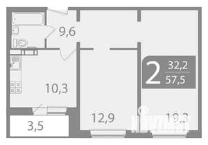 2-к квартира, вторичка, 56м2, 3/10 этаж